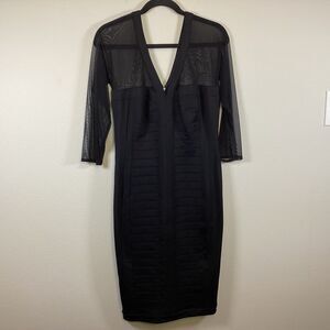 Tadashi Shoji  Black Bandage Mesh Long Sleeve Cocktail Party Club Dress Size L